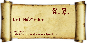 Uri Nándor névjegykártya